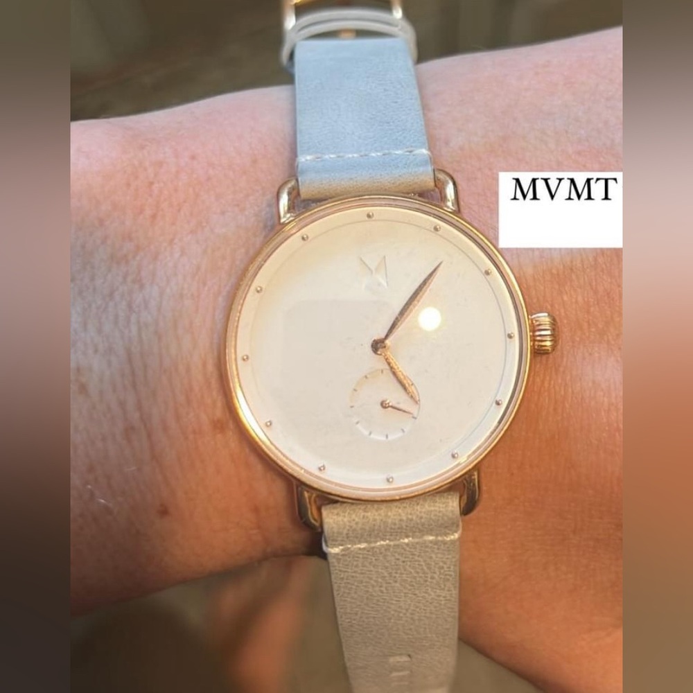 MVMT watch gold face with leather genuine leather strap